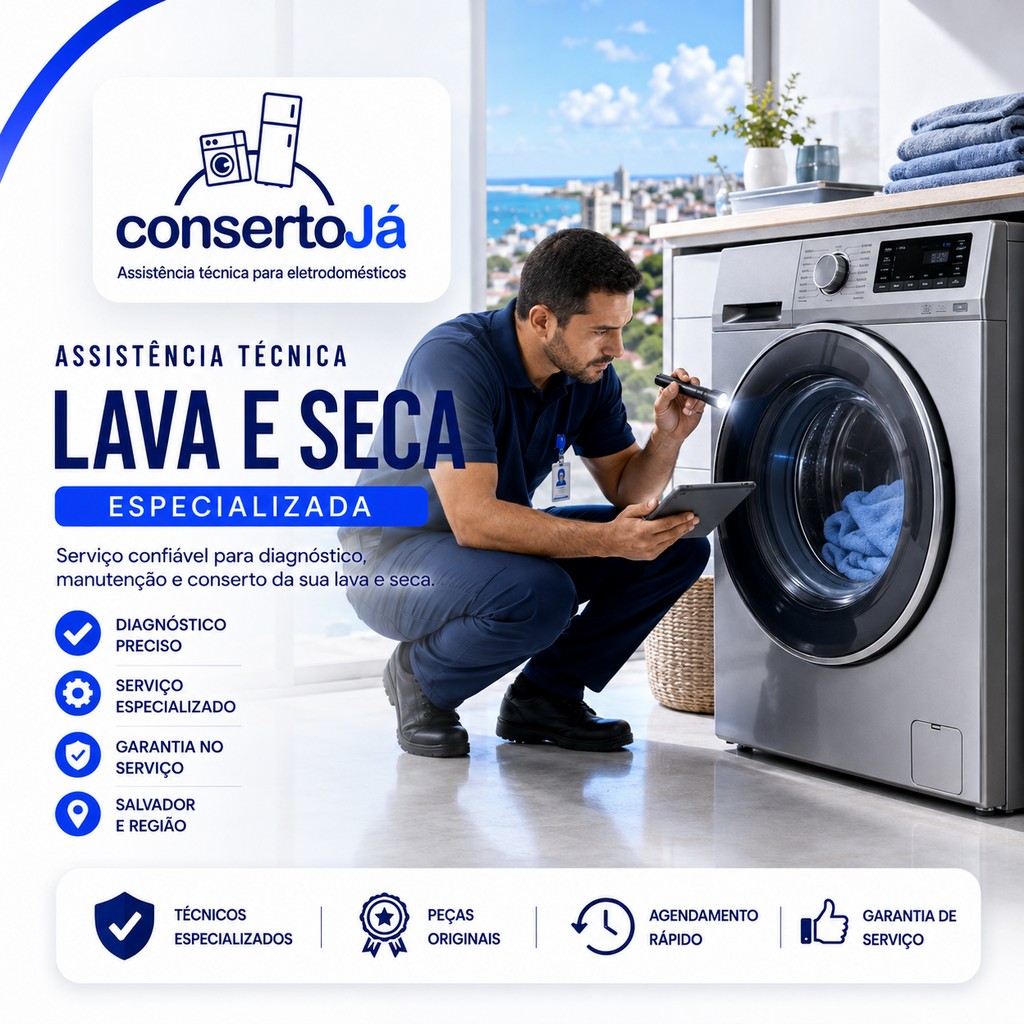Conserto de lava e seca com avaliação técnica e reparo seguro